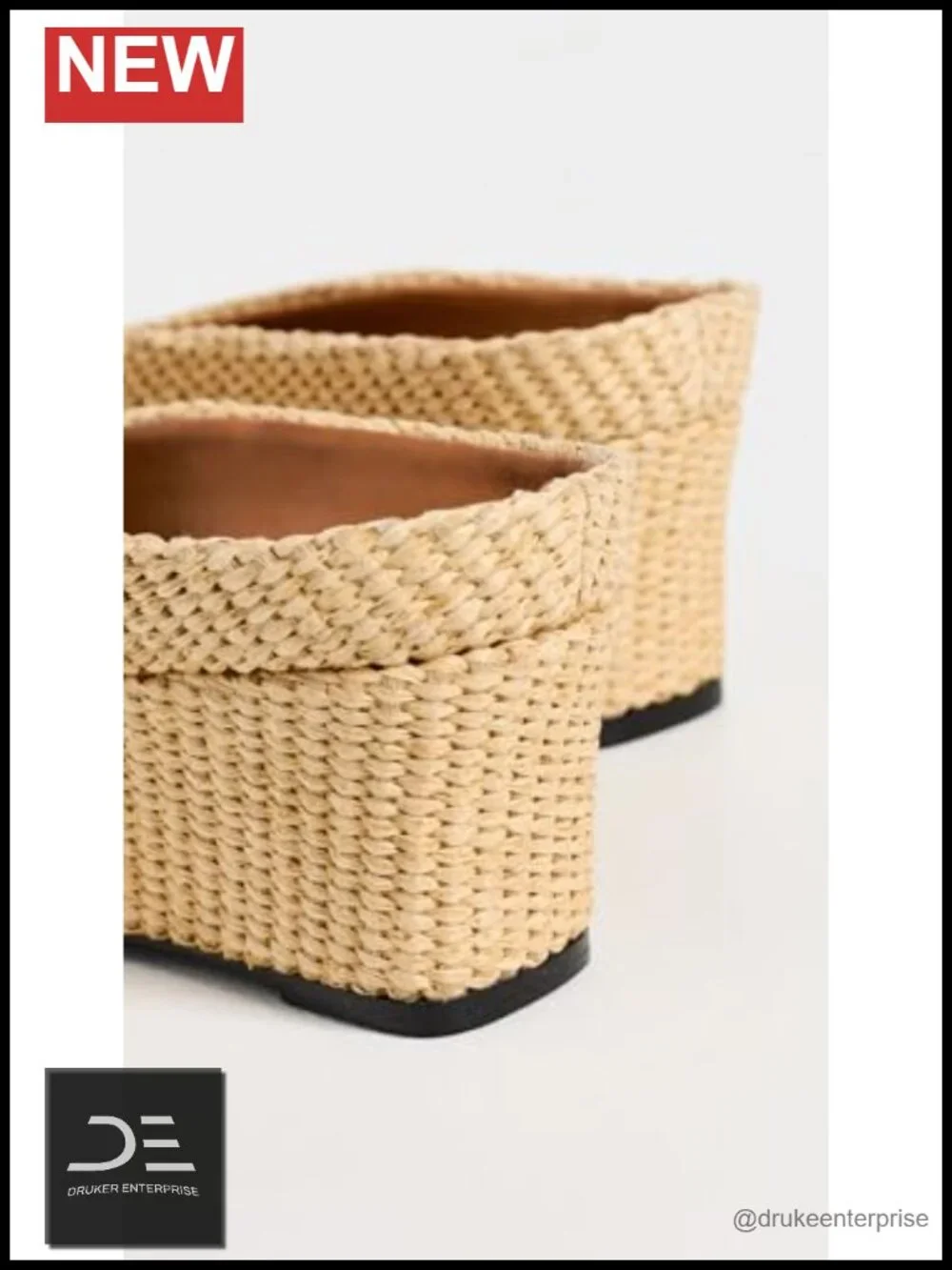 Raffia Wedge Heels - Pointed Toe Slip-On Summer Party Shoes